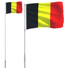 Belgisk flagg og stang 5,55 m aluminium