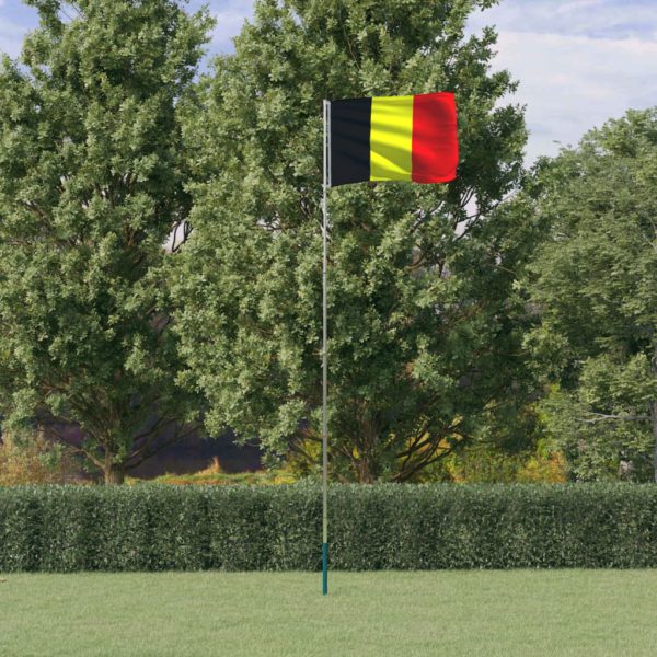 Belgisk flagg og stang 5,55 m aluminium
