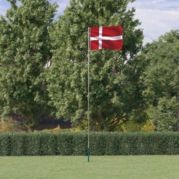 Dansk flagg og stang 5,55 m aluminium