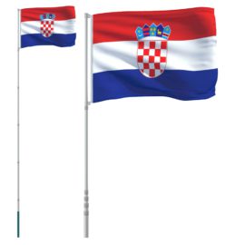 Kroatisk flagg og stang 5,55 m aluminium