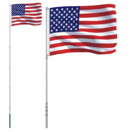 Amerikansk flagg og stang 5,55 m aluminium
