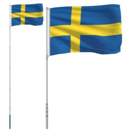 Svensk flagg og stang 5,55 m aluminium