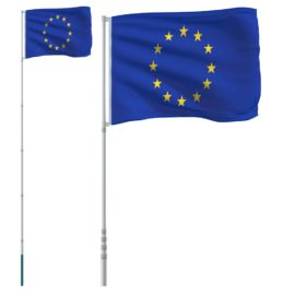 Europeisk flagg og stang 5,55 m aluminium