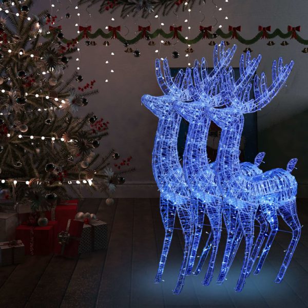 Julereinsdyr XXL akryl 250 LED 3 stk 180 cm blå