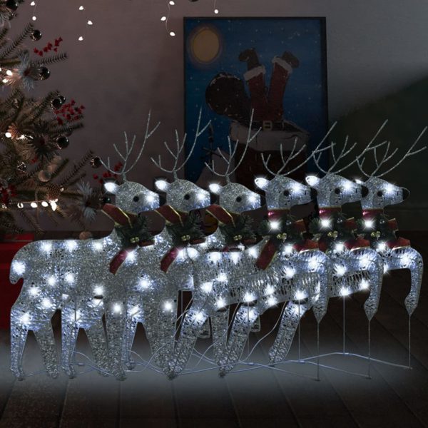 Julereinsdyr 6 stk sølv 120 LED