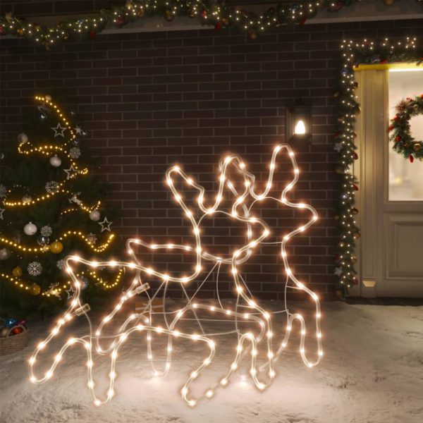 Julereinsdyrfigurer med LED 2 stk varmhvit 57x55x4,5 cm