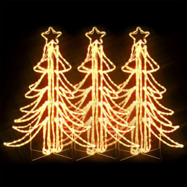 Sammenleggbare LED-juletrefigurer 3 stk varmhvit 87x87x93 cm