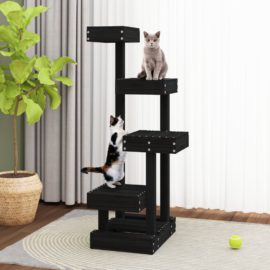 Kattetre svart 45,5x49x103 cm heltre furu