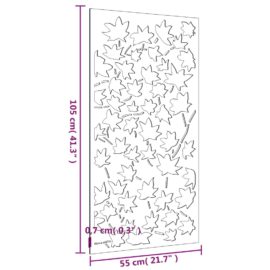 Veggdekorasjon til hage 105×55 cm cortenstål lønnebladdesign