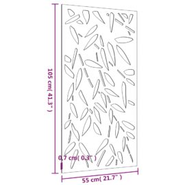 Veggdekorasjon til hage 105×55 cm cortenstål bambusbladdesign
