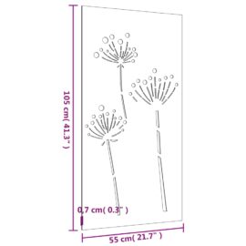 Veggdekorasjon til hage 105×55 cm cortenstål blomsterdesign