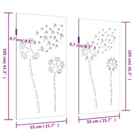 Veggdekorasjoner hage 2 stk 105×55 cm cortenstål blomsterdesign