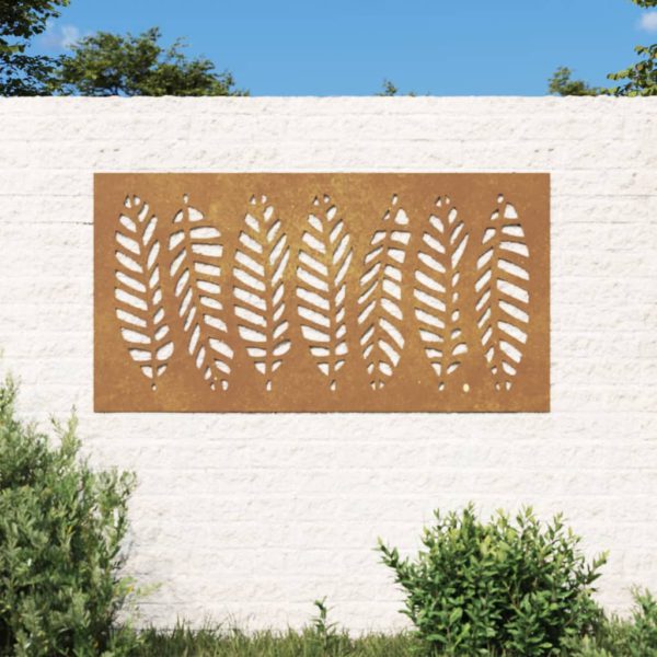 Veggdekorasjon til hage 105×55 cm cortenstål bladdesign