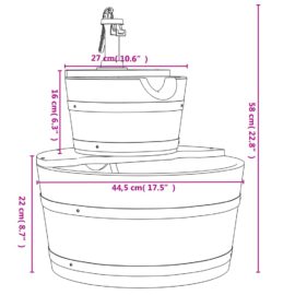 Vannfontene med pumpe 44,5×44,5×58 cm heltre gran