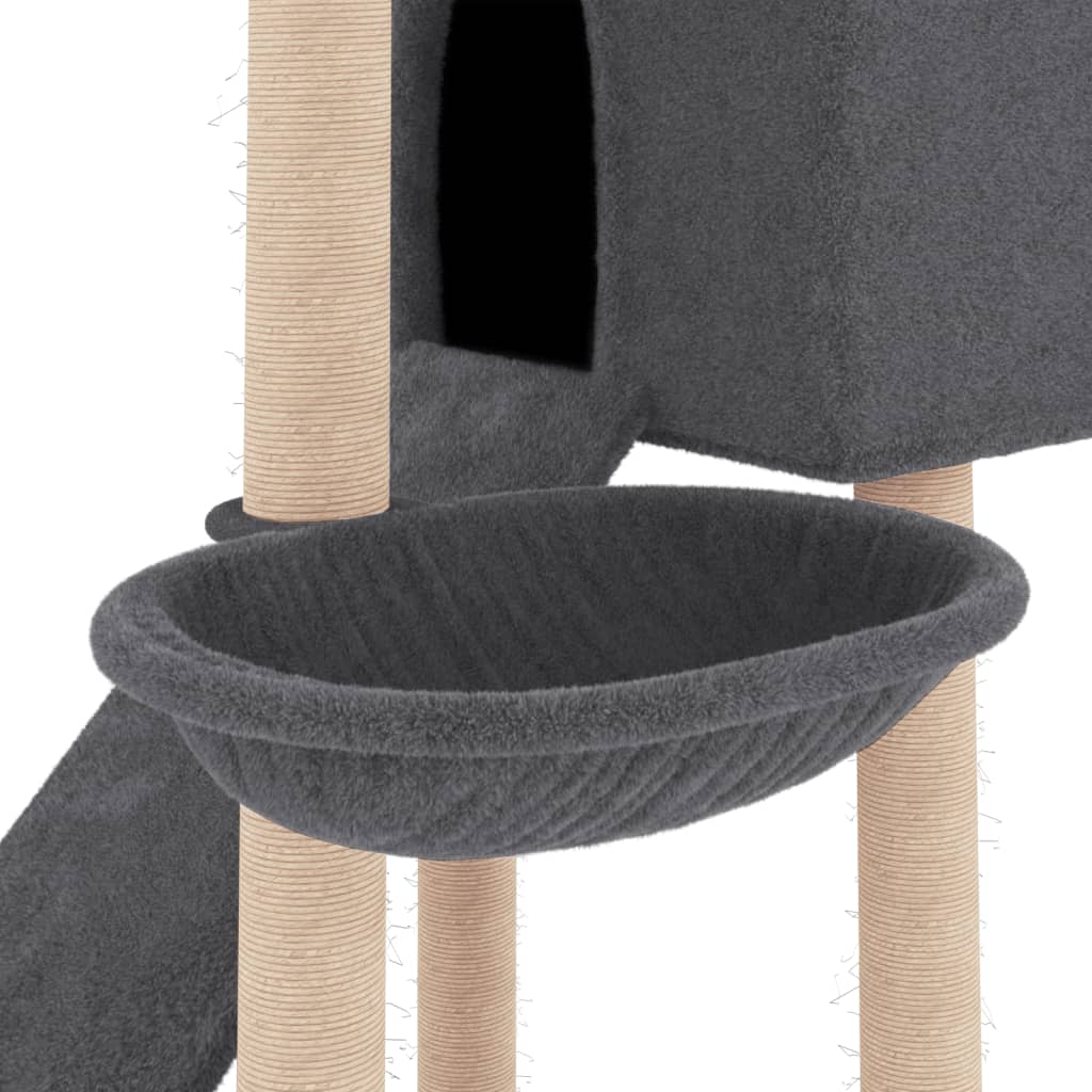 Kattetre med klorestolper i sisal mørkegrå 153 cm