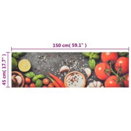 Kjøkkenteppe vaskbare grønnsaker 45×150 cm fløyel