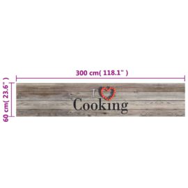Kjøkkenteppe vaskbar Cooking grå 60×300 cm fløyel
