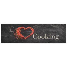 Kjøkkenteppe vaskbar Cooking svart 45×150 cm fløyel