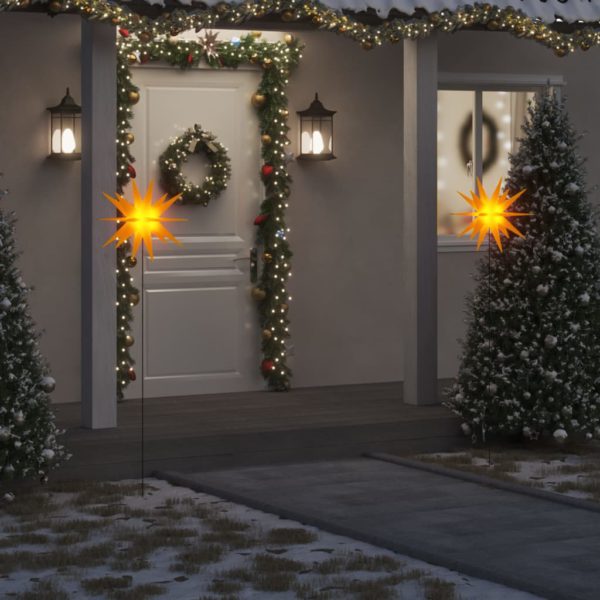 Julelys med plugger og LED 3 stk foldbar gul 57 cm