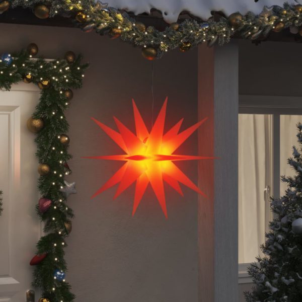 Julelys med LED 3 stk sammenleggbar rød 100 cm