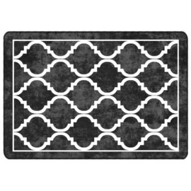 Teppe vaskbart svart og hvit 120×180 cm sklisikkert