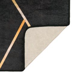 Teppe vaskbart svart og gull 190×300 cm sklisikkert