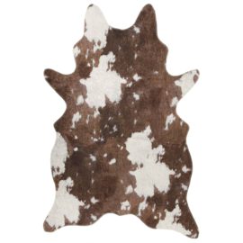Teppe brunt og hvitt 120×170 cm kumønster vaskbart sklisikkert