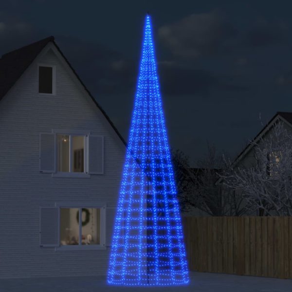 Juletre på flaggstang 3000 LED blå 800 cm