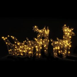 Julepynt reinsdyr og slede 320 LED varmhvit rotting