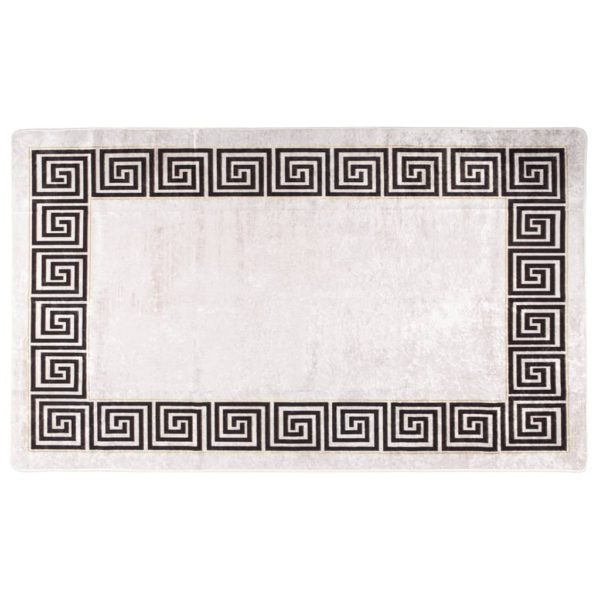 Teppe vaskbart hvit og svart 150×230 cm sklisikkert