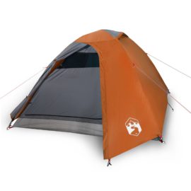 Campingtelt 2 personer grå og oransje 264x210x125 cm 185T taft