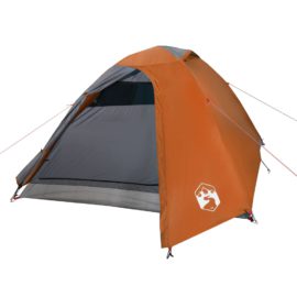 Campingtelt 2 personer grå og oransje 264x210x125 cm 185T taft