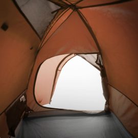 Campingtelt 4 personer grå og oransje 267x272x145 cm 185T taft