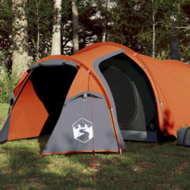 Campingtelt 4 personer grå og oransje 360x135x105 cm 185T taft