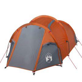 Campingtelt 3 personer grå og oransje 370x185x116 cm 185T taft