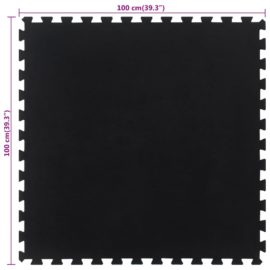 Gulvfliser i gummi svart 12 mm 100×100 cm
