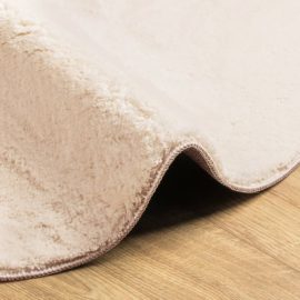 Teppe HUARTE kort luv mykt og vaskbart beige Ø 120 cm