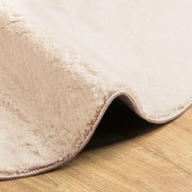 Teppe HUARTE kort luv mykt og vaskbart beige Ø 200 cm