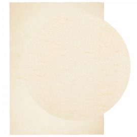 Teppe HUARTE kort luv mykt og vaskbart kremhvit 140×200 cm