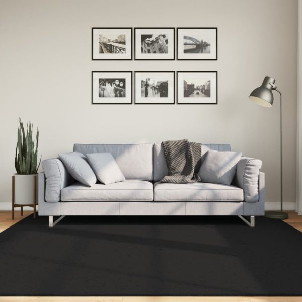 Teppe HUARTE kort luv mykt og vaskbart svart 200×200 cm