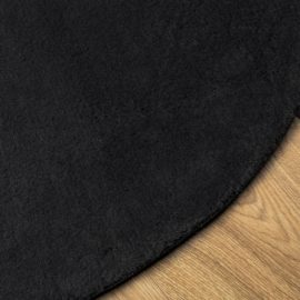 Teppe HUARTE kort luv mykt og vaskbart svart Ø 80 cm