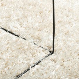 Teppe ISTAN med lang luv skinnende utseende kremhvit Ø 200 cm