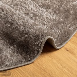 Teppe ISTAN med lang luv skinnende utseende grå Ø 80 cm