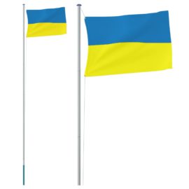 Ukrainsk flagg og stang 6,23 m aluminium