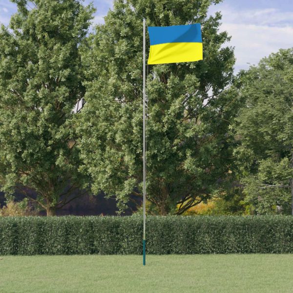 Ukrainsk flagg og stang 6,23 m aluminium