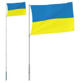 Ukrainsk flagg og stang 5,55 m aluminium