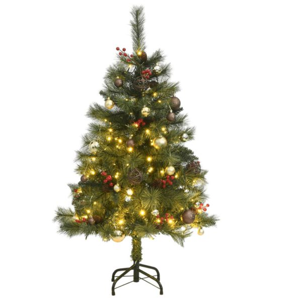 Kunstig hengslet juletre med 150 LED og kulesett 150 cm