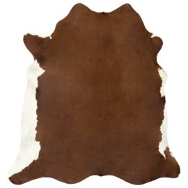 Teppe ekte kuskinn brun og hvit 180×220 cm