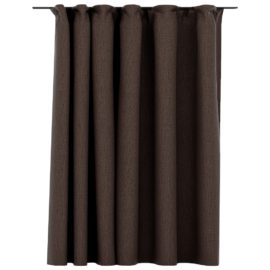 Lystett gardin med kroker og lin-design gråbrun 290×245 cm
