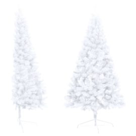 Forhåndsbelyst kunstig halvt juletre med kulesett hvit 240 cm